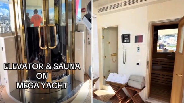 A Reddit post is making waves after footage surfaced of a megayacht so extravagant it boasts both a sauna and an elevator on its flybridge.