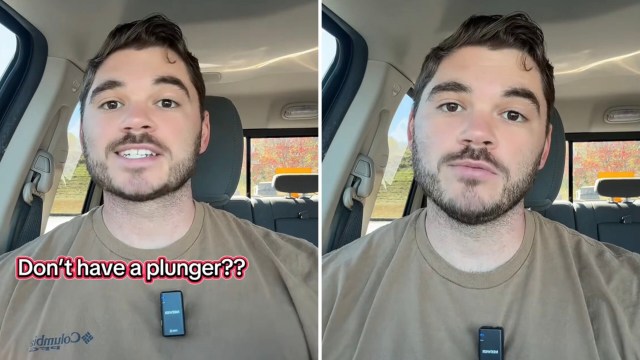 One TikToker's method for unclogging a toilet without a plunger was shared.