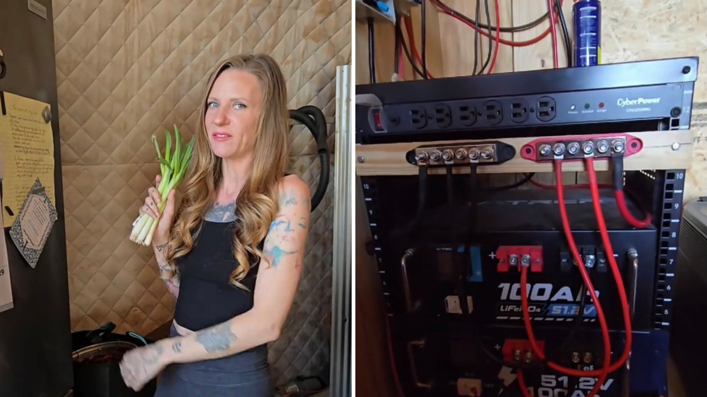 A couple living off-grid shared their solution to helping keep their home powered, which involved connecting their pair of 100 amp-hour batteries together.