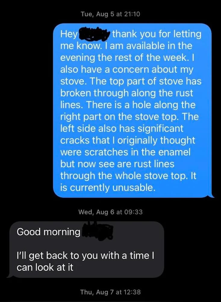 One renter's hazardous stove raised tons of red flags, and they shared their alarming experience on Reddit.