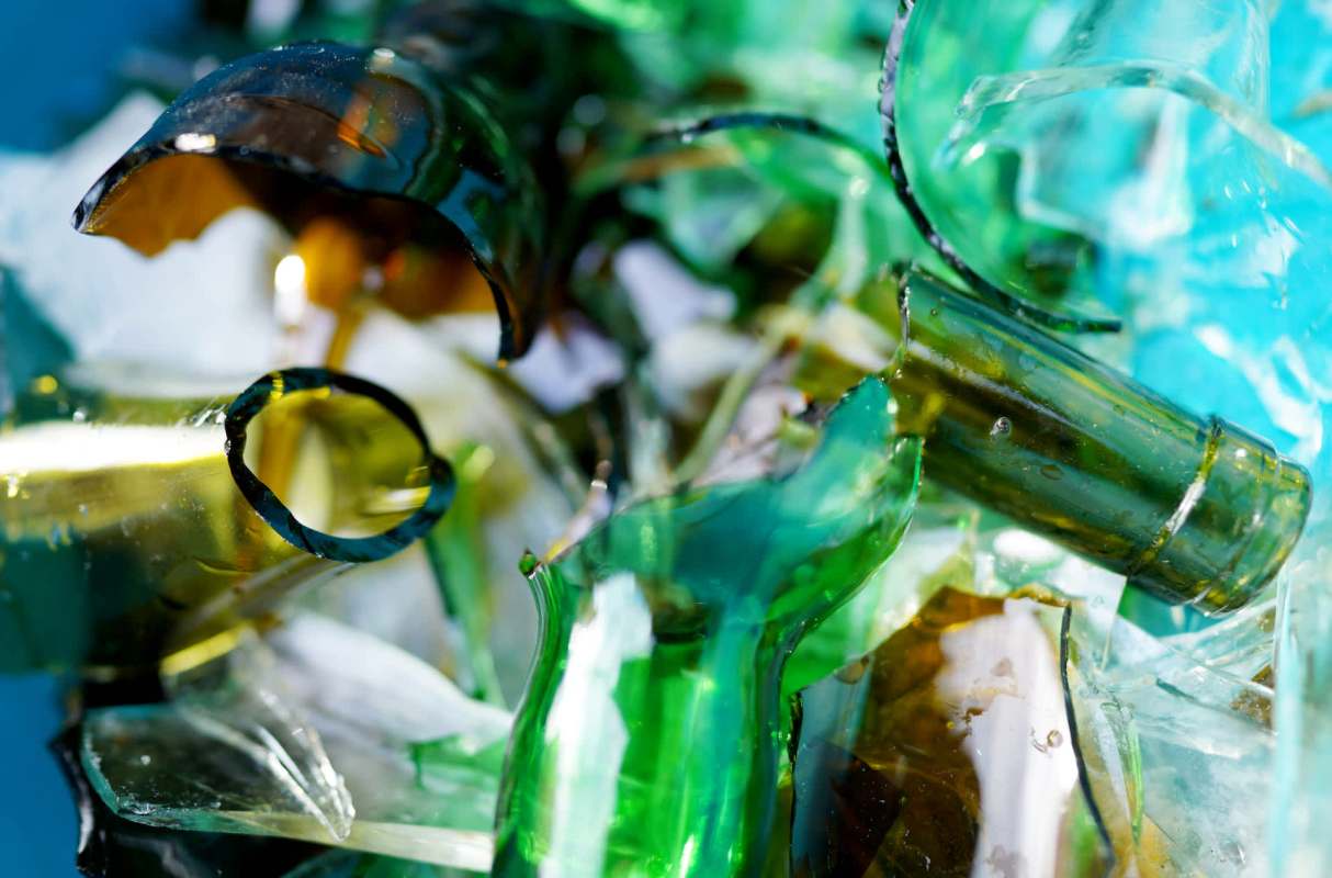 An Indonesian non-profit is turning glass waste into beautiful houseware like these recycled glass carafes.