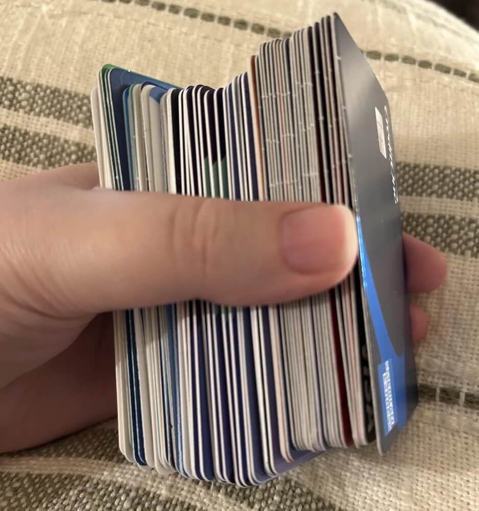 One Redditor shared an image of the massive pile of fake plastic credit cards they had been sent through junk mail.