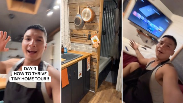 This heartwarming TikTok video shows a formerly homeless man proudly giving a tour of his new tiny home.