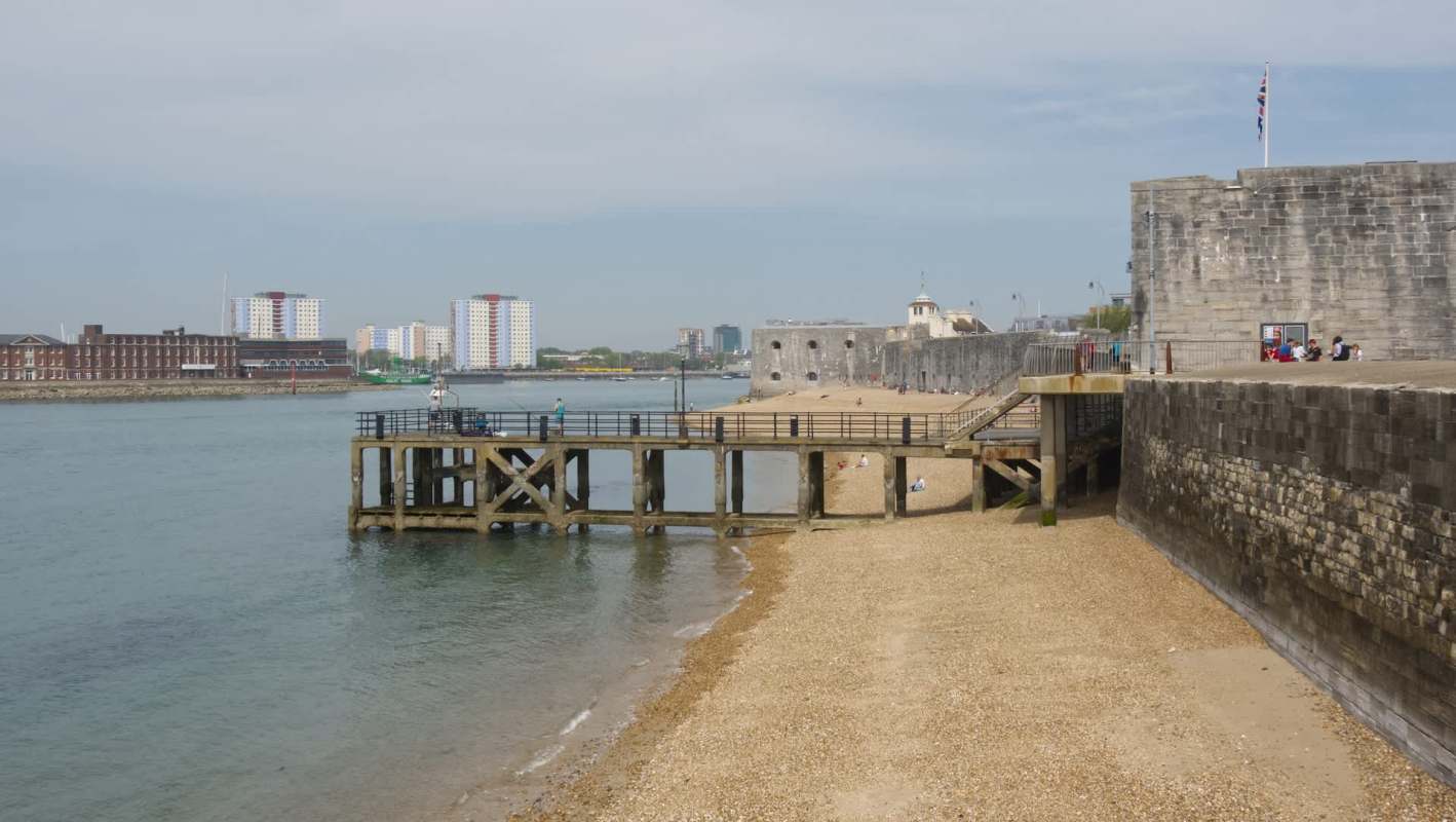 Authorities in the United Kingdom are doubling the width of a Portsmouth beach to help absorb wave action as part of the Southsea Coastal Scheme.