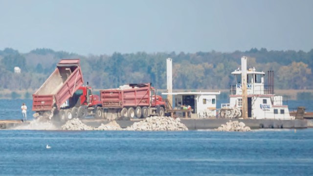 A Wisconsin wetland is receiving much-needed coastal protection thanks to a 2,500-foot rock wall being built along the shore of Lake Winneconne.