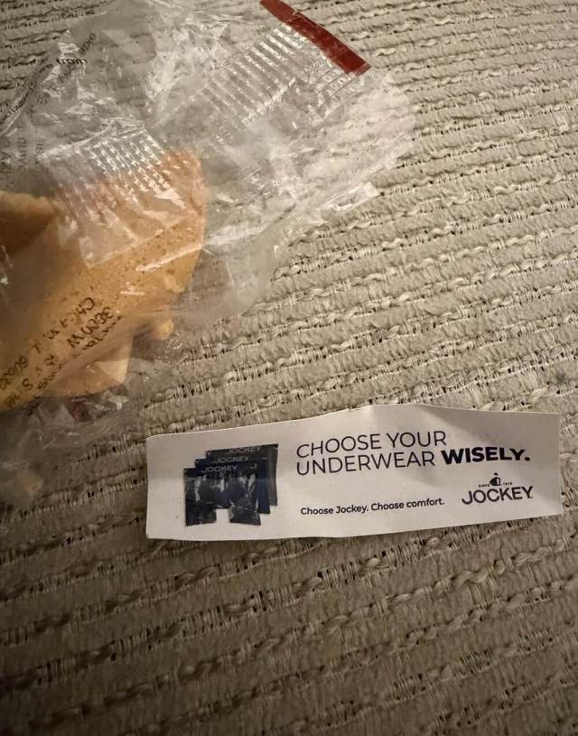 A patron of a Chinese restaurant was, in brief, amused and annoyed when they unrolled the paper in their fortune cookie.