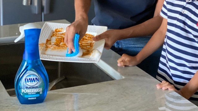 One of my top picks has wound up being from an industry leader: the Powerwash Dish Spray from Dawn, because it can reduce your water usage by up to 50% when you're doing the dishes.