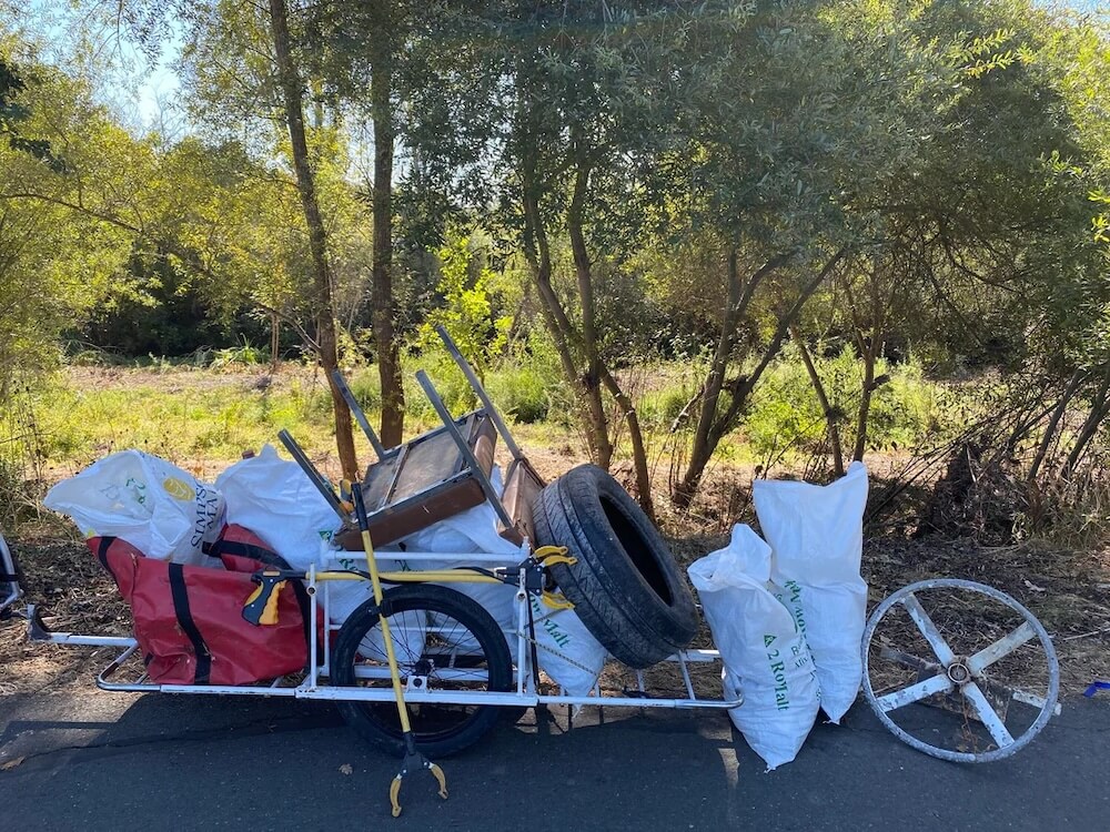 One Redditor went above and beyond, clearing a shocking amount of litter from his local creek on a single bike trip.