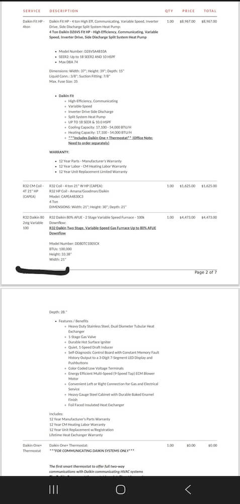 One Redditor shared a quote they'd received for a furnace and heat pump that totaled nearly $29,000 and asked for feedback.