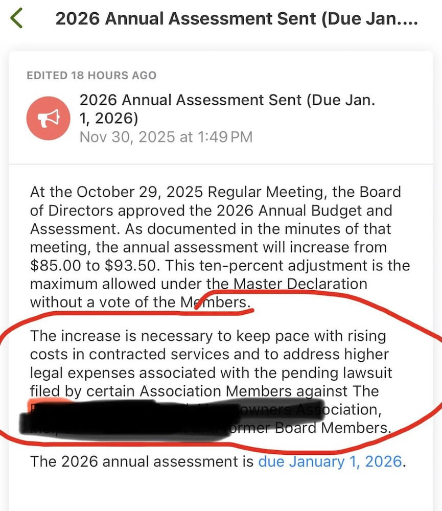 A homeowner was stunned after a shocking notification from their homeowners association.