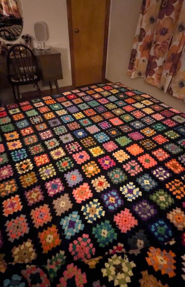 One person got lucky when they scored a massive, crocheted thrift-store blanket for only $8.