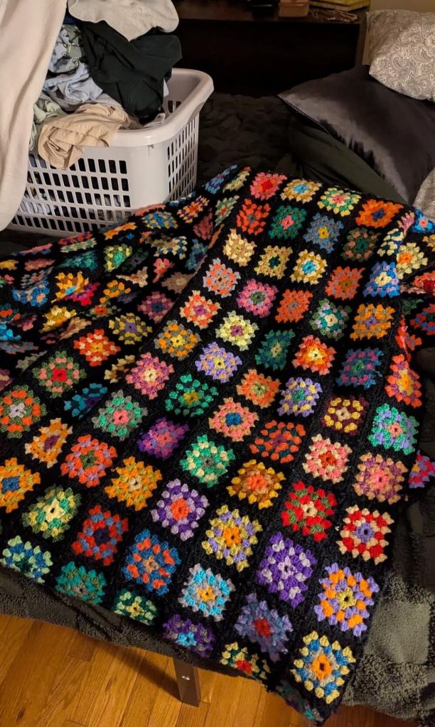 One person got lucky when they scored a massive, crocheted thrift-store blanket for only $8.