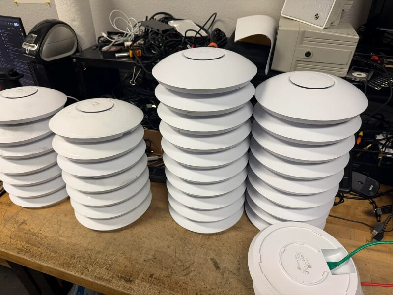 One electronics recycling employee came across boxes of used Ubiquiti access points devices at work.