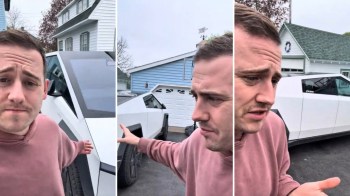 One outraged TikToker filmed a man slashing the tires of a parked Tesla Cybertruck.