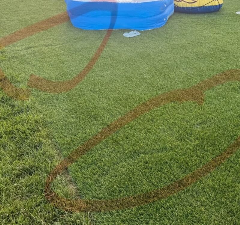 A homeowner shared photos on Reddit highlighting the seam lines in their newly installed artificial turf.