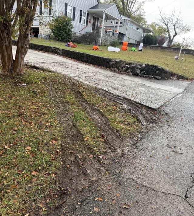 One Reddit user was shocked to discover tire marks all over their lawn after a neighbor recklessly drove over it.