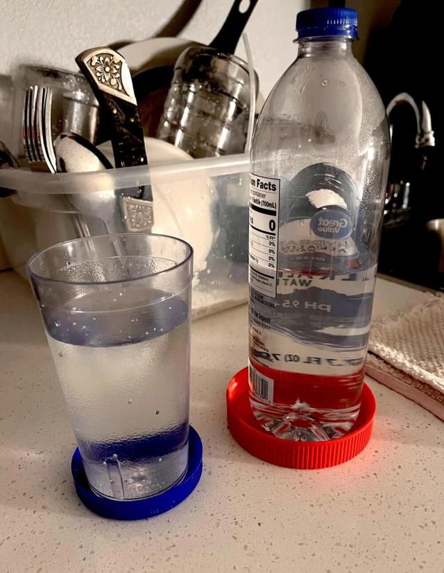 One Reddit user shared how they used old plastic jar lids as coasters, preventing more plastic waste.