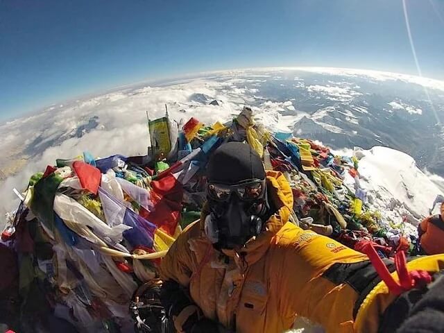 The summit of Mount Everest continues to be littered with trash. 