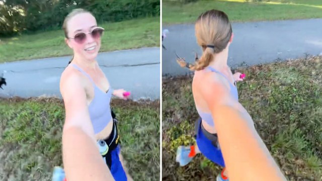 One runner was in for quite the surprise during her trek when multiple turkeys began chasing after her.