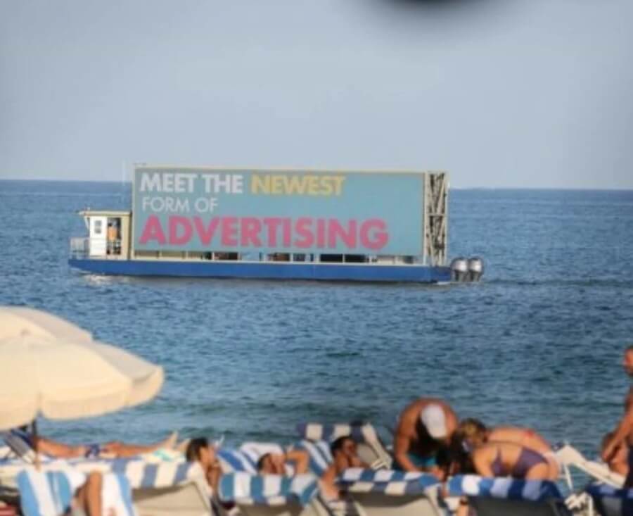One Redditor shared a picture of a billboard barge that said, "Meet the Newest Form of Advertising."