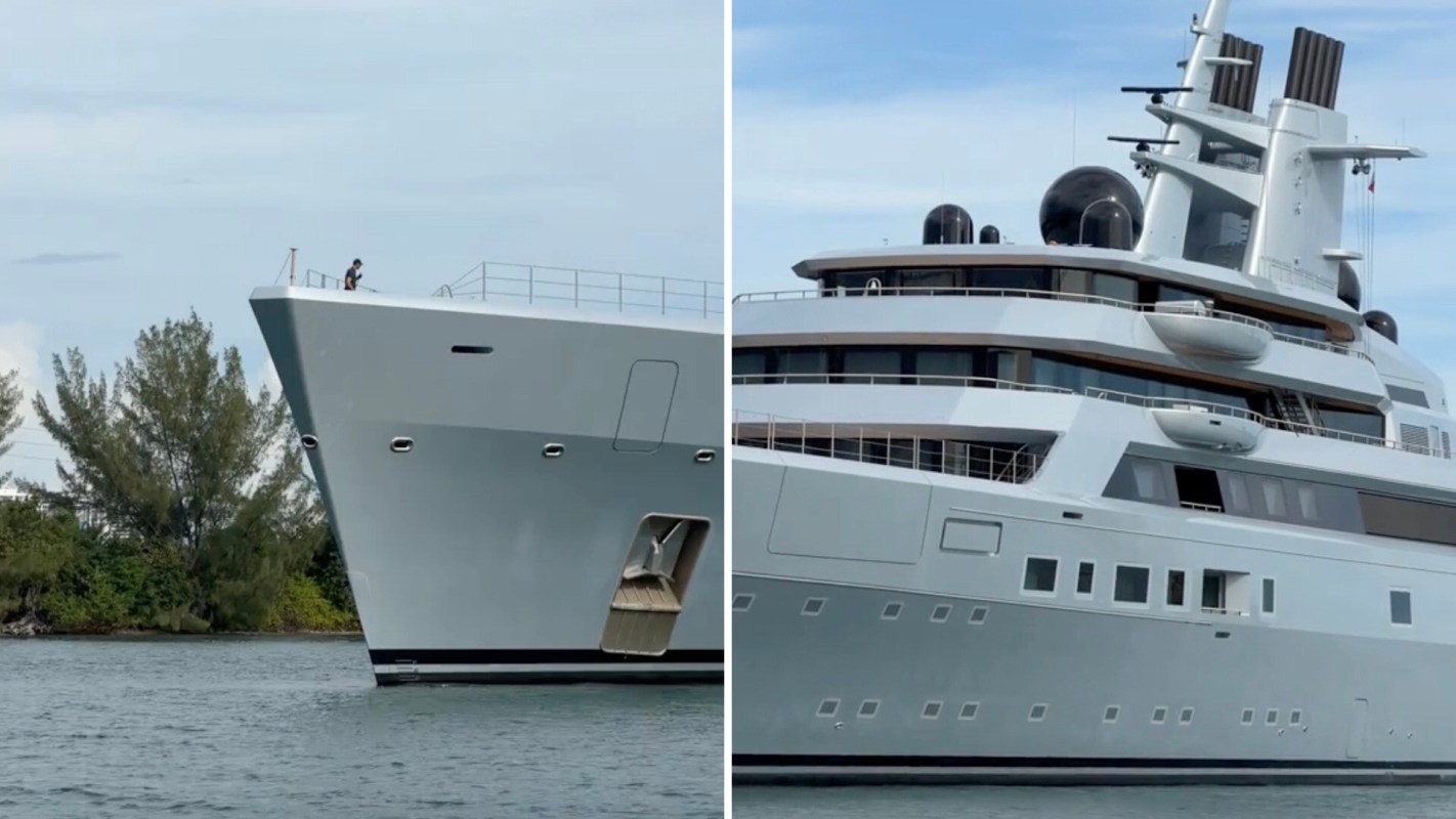 The Dragonfly megayacht, a luxury vessel owned by Google's co-founder, Sergey Brin, was spotted in the Miami Beach harbor.