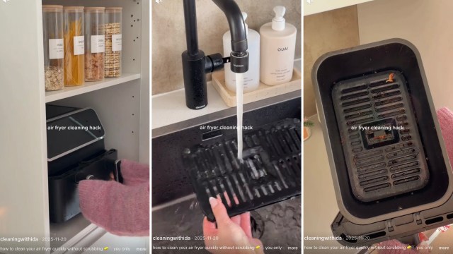 TikTok user cleaning withida shared how you can easily clean your air fryer with just three things: dish soap, baking soda, and hot water.