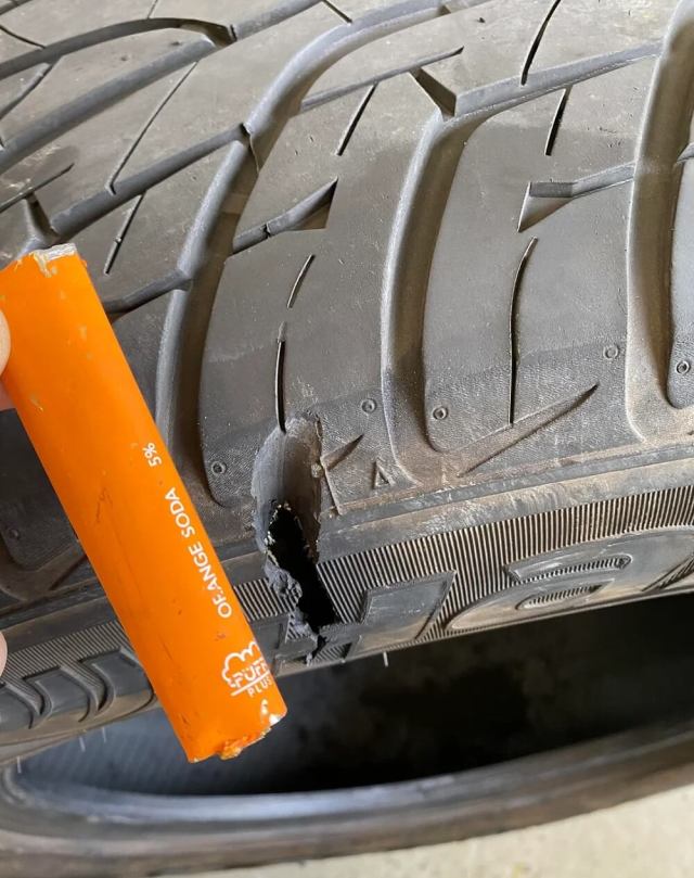 One mechanic shared a photo that shows just how dangerous vape litter can be for car tires.