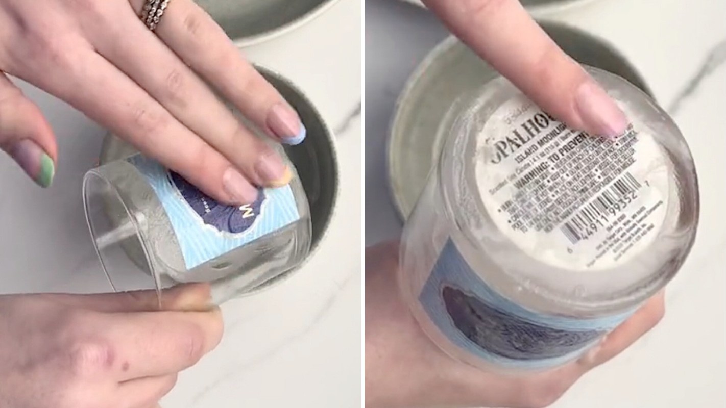 Repurposing empty glass jars is an environmentally friendly choice thanks to this TikToker's hack for removing stubborn sticky labels.