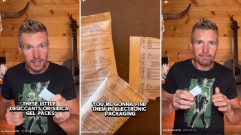 Silica gel packets can be reactivated by baking them in the oven.