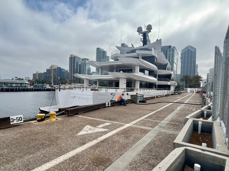 The Artefact yacht, owned by the founder of BlackBerry, is causing a stir in San Diego.