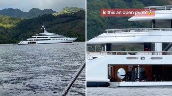 A viral TikTok video captured a massive superyacht anchored off Moorea, sparking criticism over wealth inequality and environmental harm.