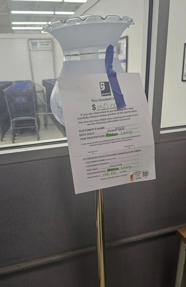 Shopping at thrift stores is a great way to save money, but one shopper was shocked to find a $150 Goodwill lamp.