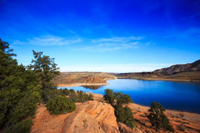 Despite historically low snowpack across the state, Gunlock Reservoir in Utah was at about 100% capacity in early February.