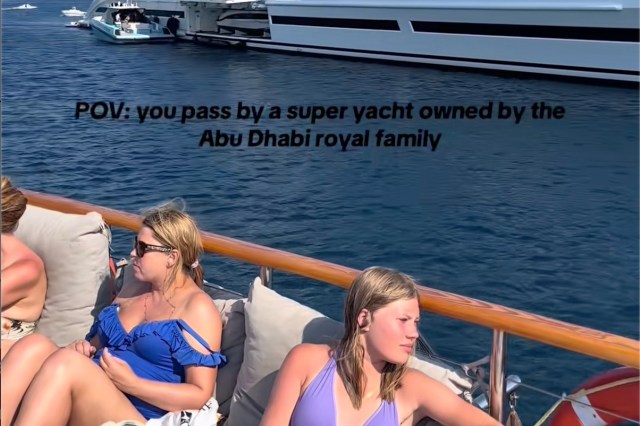A viral TikTok shows a travel creator passing by a superyacht owned by the Abu Dhabi royal family.