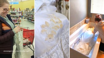 A TikToker revealed the stunning progress of restoring a vintage wedding dress she found at a thrift store.