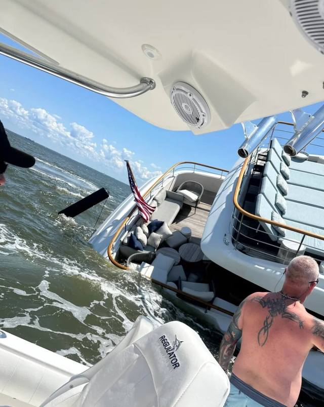 A post on the r/YachtPorn subreddit showed the LoveBug yacht capsized in Maryland's Rhode River.
