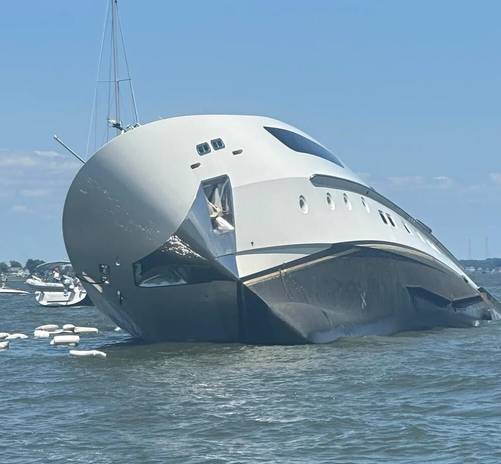 A post on the r/YachtPorn subreddit showed the LoveBug yacht capsized in Maryland's Rhode River.