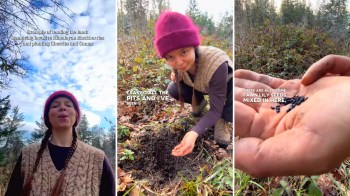 Lauren Thurlow shared her nomad living experience, showing her efforts to remove invasive blackberry bushes and plant native species.