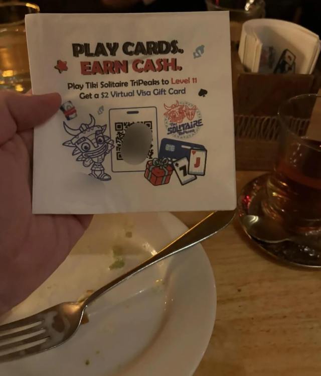 One diner was outraged to find advertisements on the napkins at a restaurant in New York City.