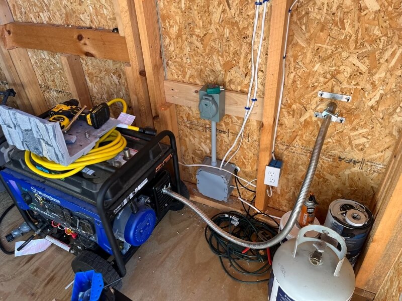 A New England homeowner's off-grid setup sparked outrage when they shared a photo of a propane generator in their shed.