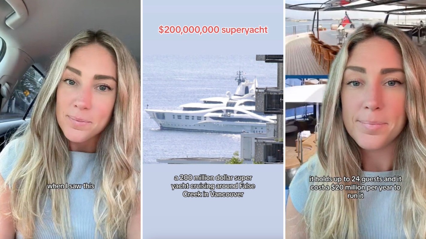 A resident of Vancouver was trying to enjoy a peaceful evening on their porch when they spotted a superyacht cruising their waters and disrupting their view.