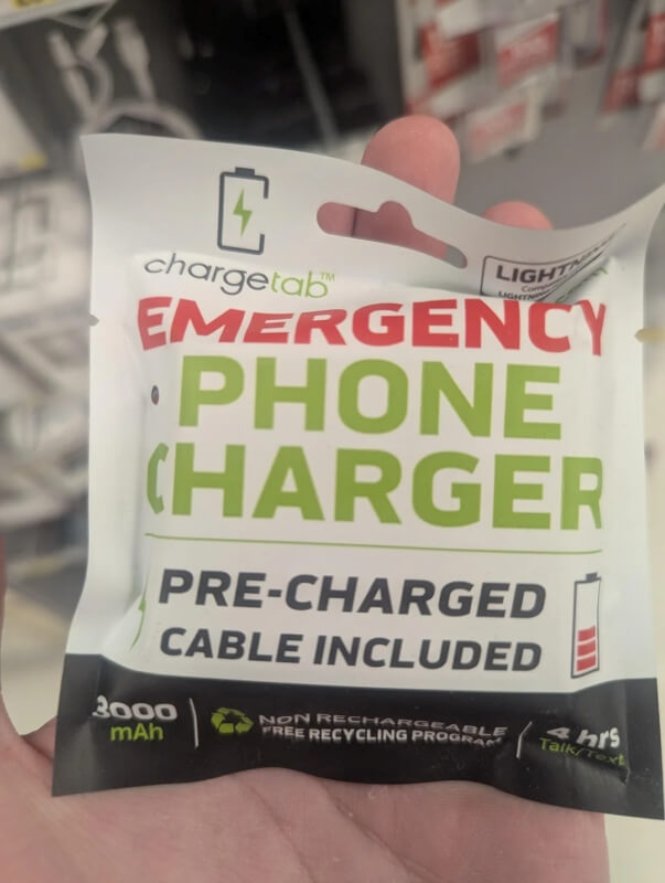 A single-use emergency phone charger from ChargeTab has been criticized for being wasteful.