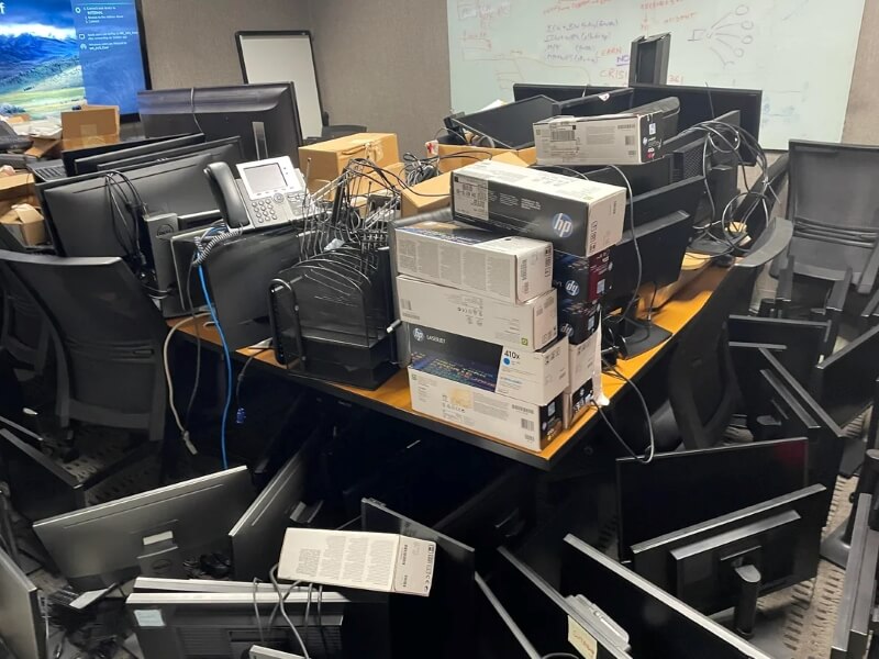 One company's "downsizing" stirred up frustration online after an office worker revealed the fate of dozens of still-usable electronics.