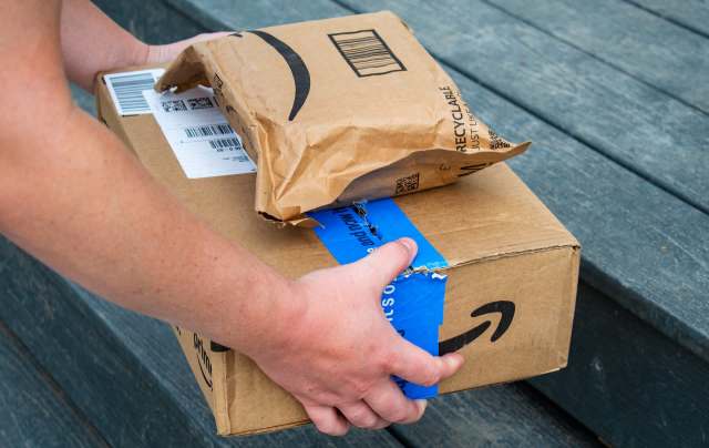 Amazon packages for the company's trade-in program.
