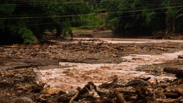 A flooded and muddy area.