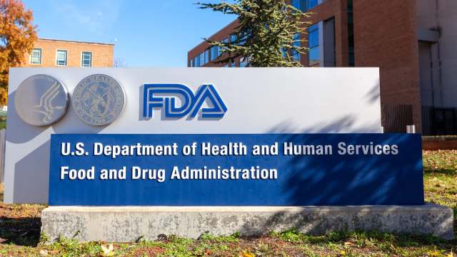 U.S. Food and Drug Administration, or FDA, sign.