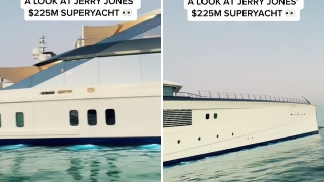 A luxury superyacht valued at $225 million, showcased against a calm water backdrop.