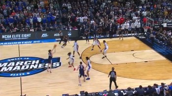 UConn's Braylon Mullins releases a successful shot that beat Duke in the NCAA men's basketball tournament.