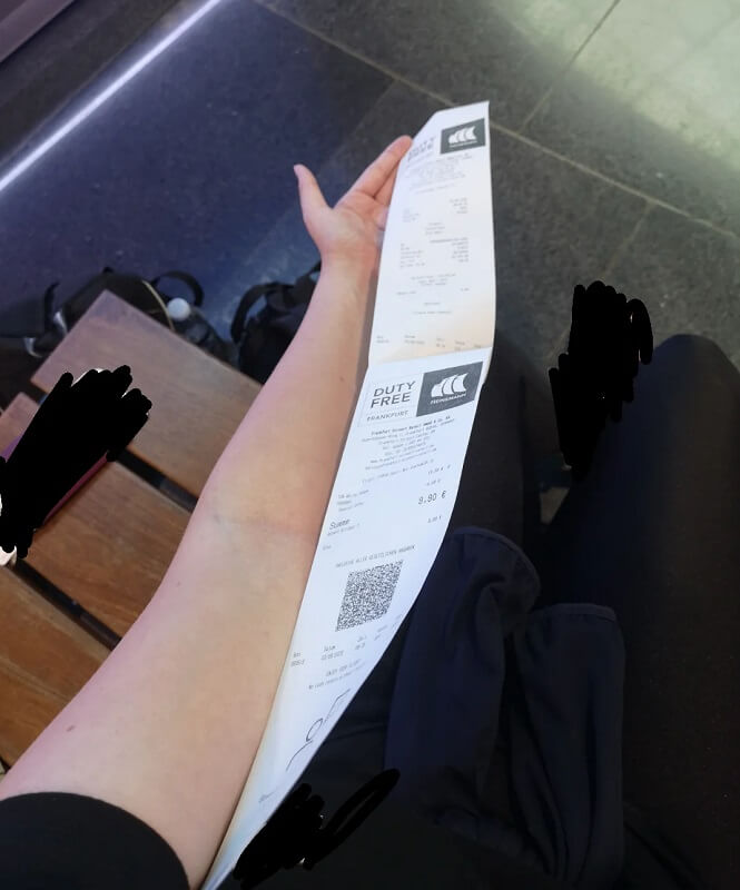 A Reddit user who was shopping duty-free at a Frankfurt airport shared a post lamenting the length of the receipt they received.