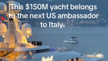The 250-foot ship is the Boardwalk, owned by American billionaire Tilman Feritta.